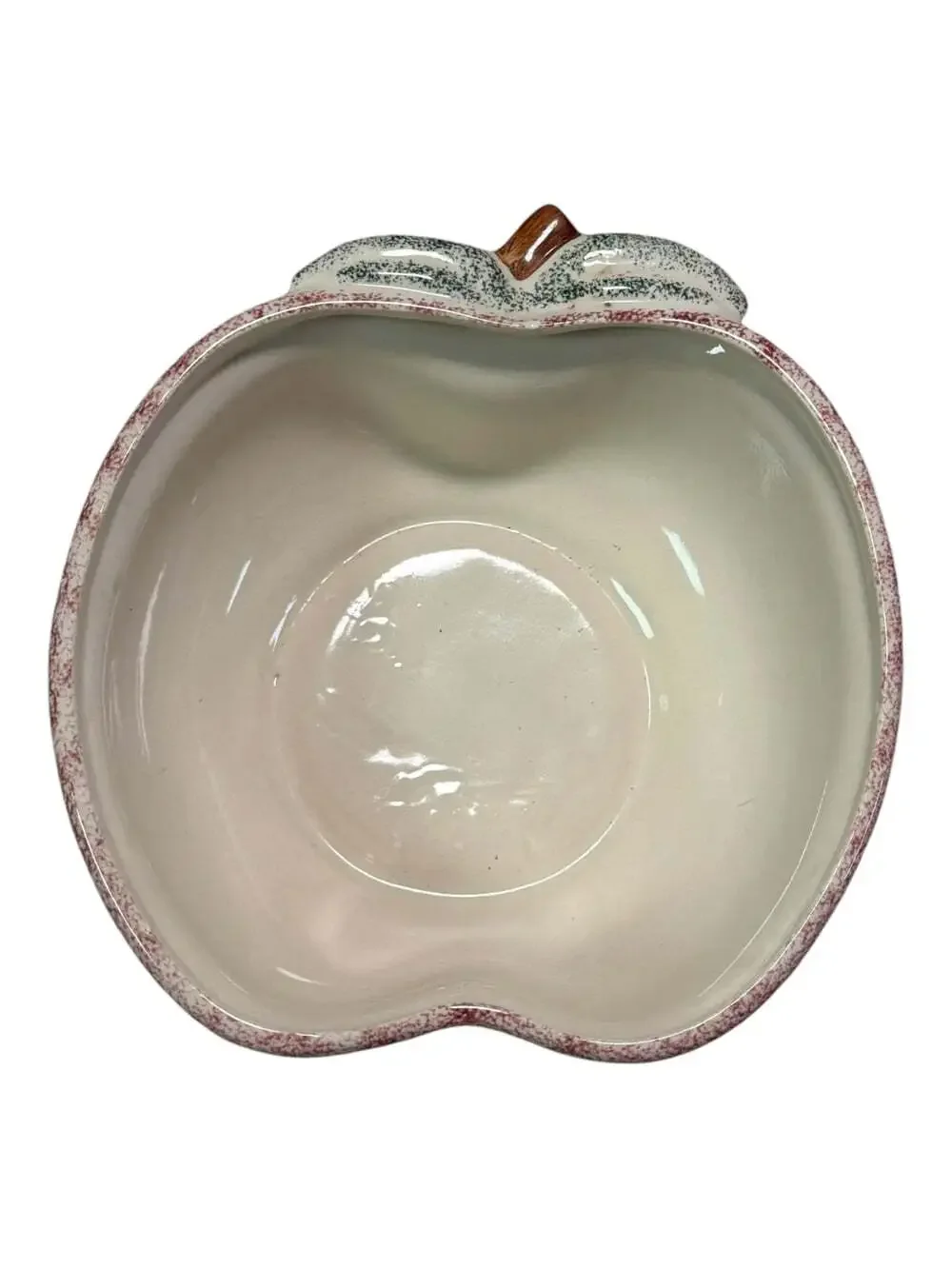 3 Apple Shaped Pottery Nesting Serving Bowls Green Red Sponge Vintage